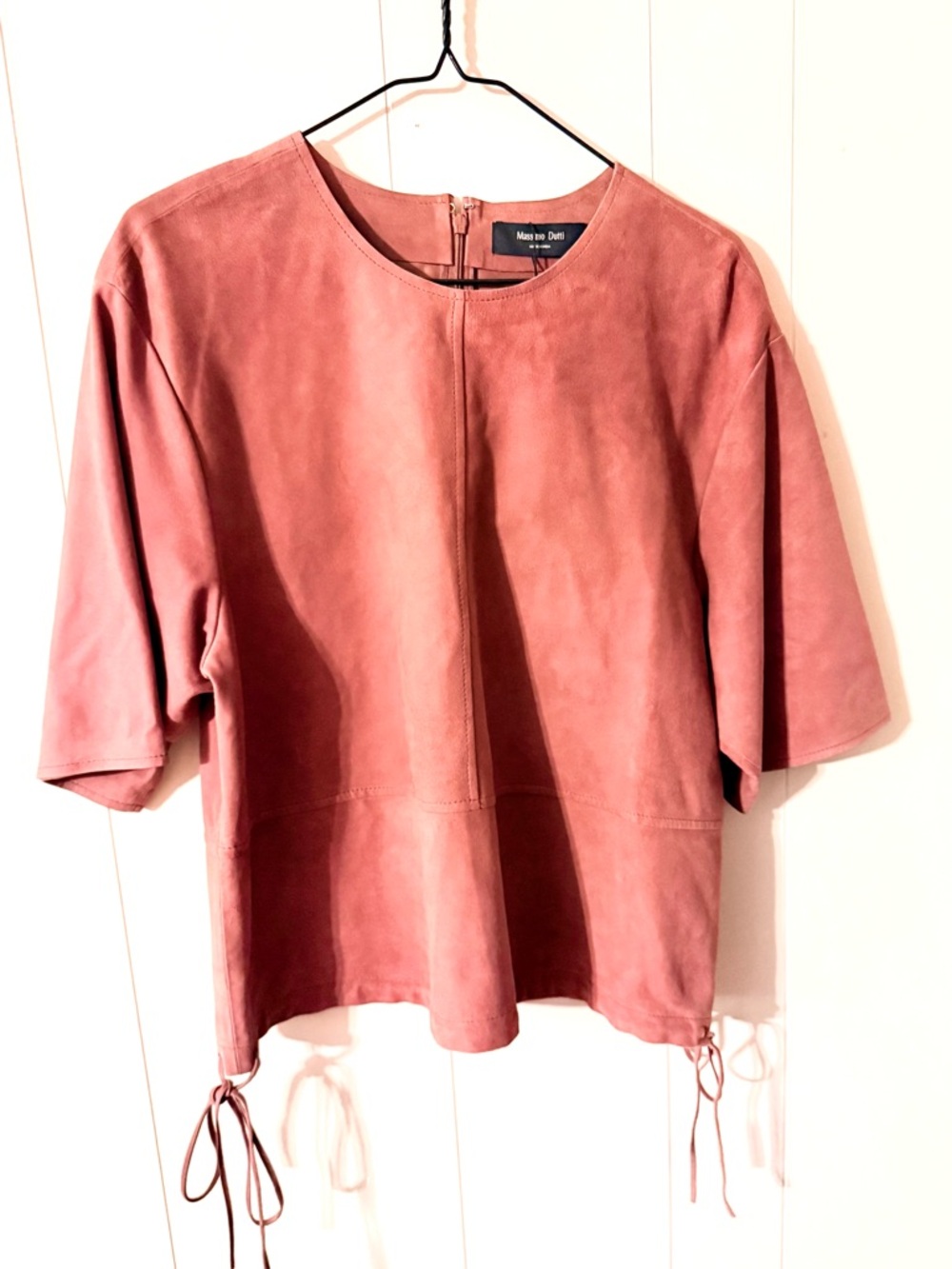 Massimo Dutti Limited Edition Mauve Goatskin Short Sleeve Shirt
